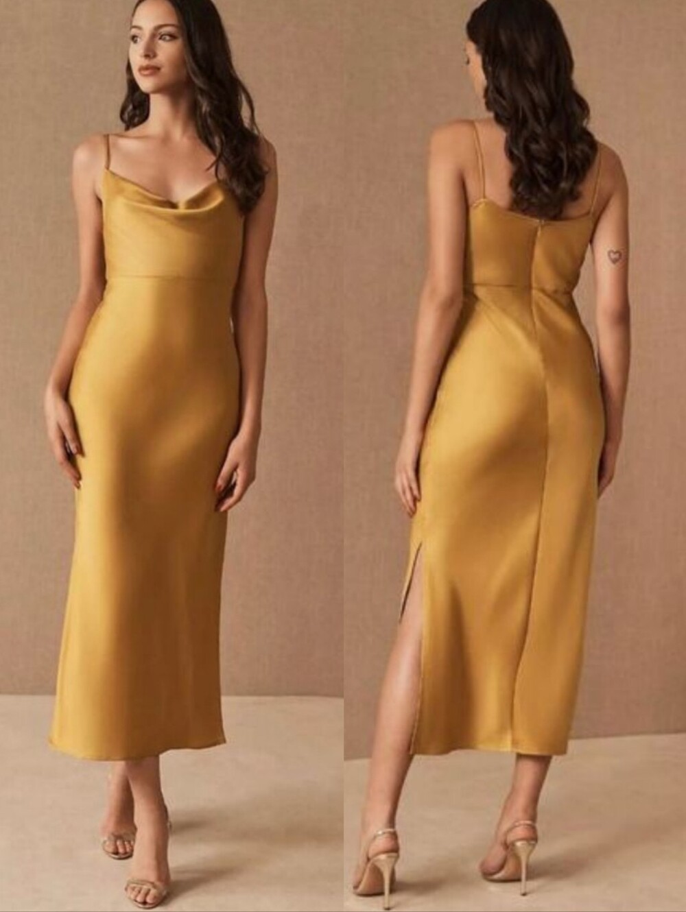SACHIN & BABI Women's Cali Satin Midi Dress Size 2 Marigold R21G904BH